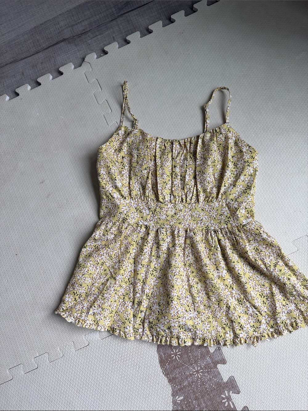 Target Yellow Floral Smocked Peplum Cami Top